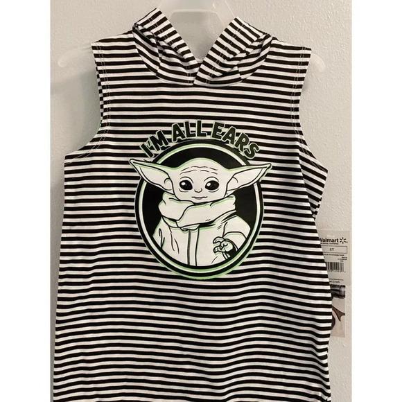 Baby yoda sleeveless Yoda ears hoodie. Size 5t. New with tag. Super Cute. - Picture 1 of 3